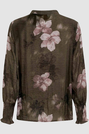 I SAY Ane Printed Blouse Blouses G13 Khaki Flowerdream