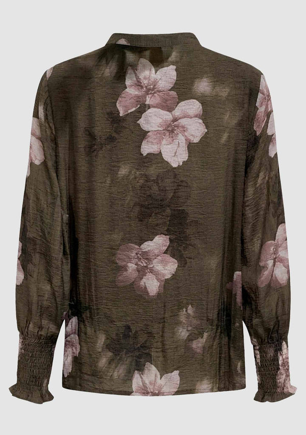 I SAY Ane Printed Blouse Blouses G13 Khaki Flowerdream