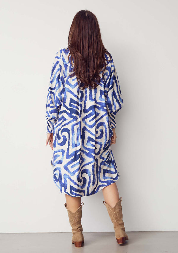 I SAY Ane Printed Dress Dresses N21 Blue Graphical