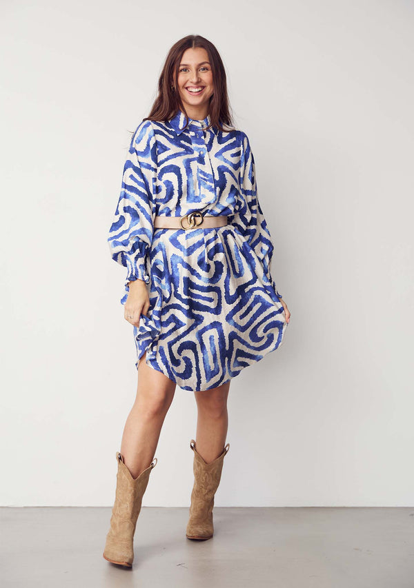 I SAY Ane Printed Dress Dresses N21 Blue Graphical