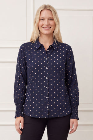 I SAY Ane Smock Shirt Shirts D67 Navy Dot