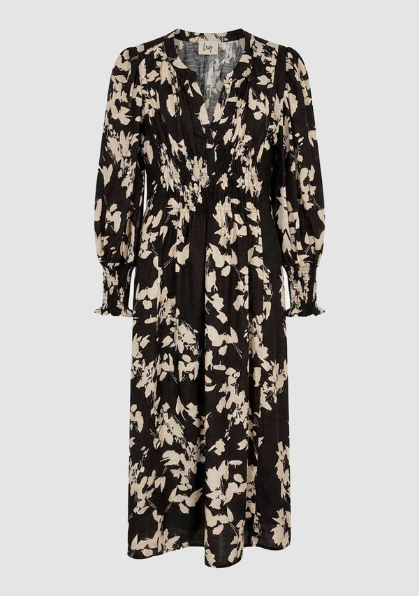 I SAY Ane V-Neck Dress Dresses M41 Black w/Cream