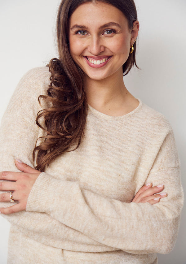 I SAY Anna Classic Pullover Knitwear 111 Sand Melange