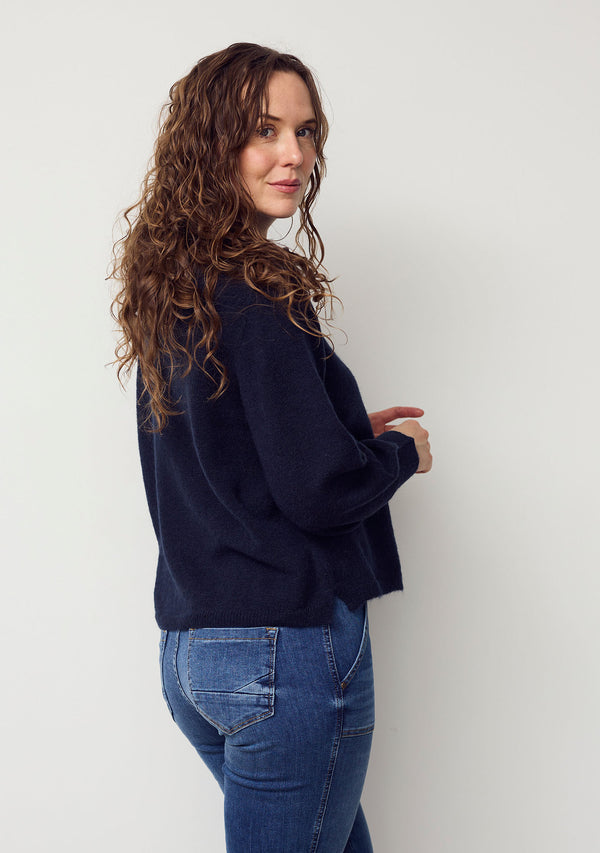 I SAY Anna Colar Cardigan Knitwear 657 Navy Melange