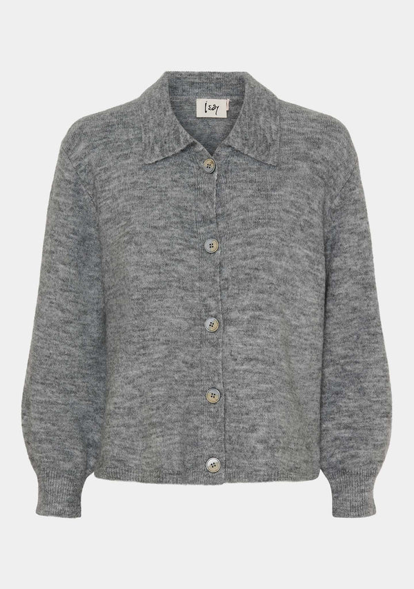 I SAY Anna Colar Cardigan Knitwear 947 Grey Melange