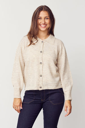 I SAY Anna Colar Cardigan Knitwear 956 Smokey