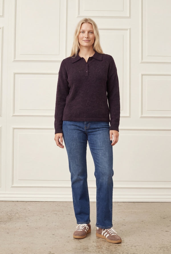 I SAY Anna Colar Pullover Knitwear 419 Aubergine