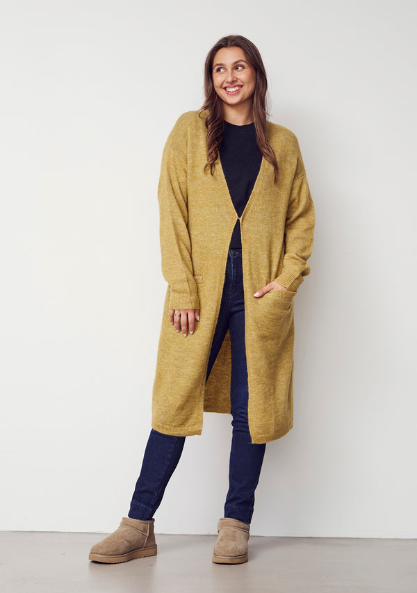 I SAY Anna Long Cardigan Knitwear 803 Lime Melange