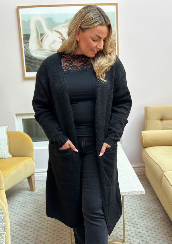 I SAY Anna Long Cardigan Knitwear 900 Black