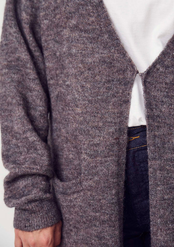 I SAY Anna Long Cardigan Knitwear 972 Mole Melange