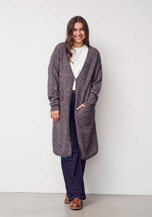 I SAY Anna Long Cardigan Knitwear 972 Mole Melange