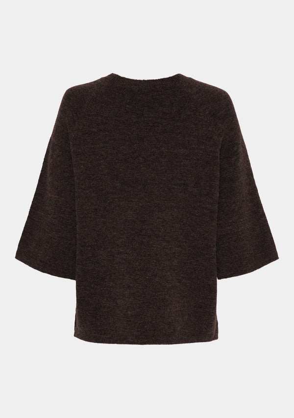 I SAY Anna s/s Pullover Knitwear 357 Dark Brown Melange