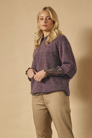 I SAY Anna s/s Pullover Knitwear 419 Aubergine
