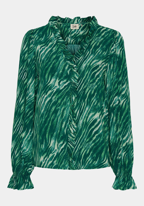 I SAY Annica Flounce Blouse Blouses M54 Green Float