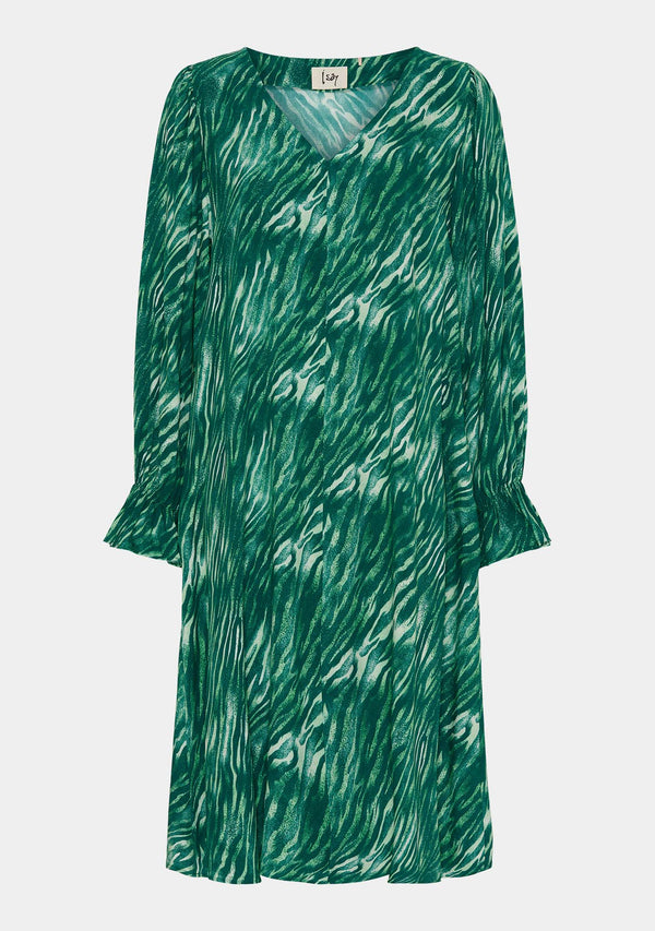 I SAY Annica V-Neck Dress Dresses M54 Green Float