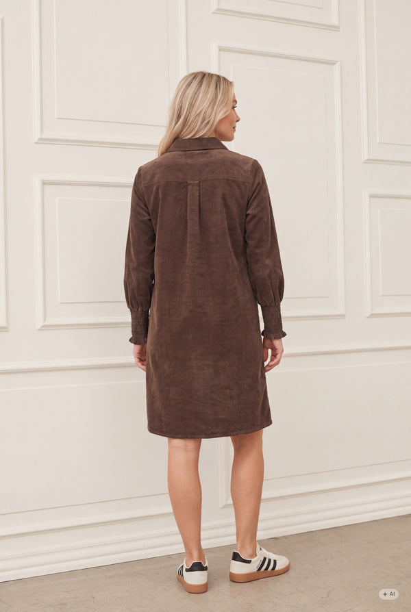 I SAY Barbel Corduroy Dress Dresses N19 Washed Taupe