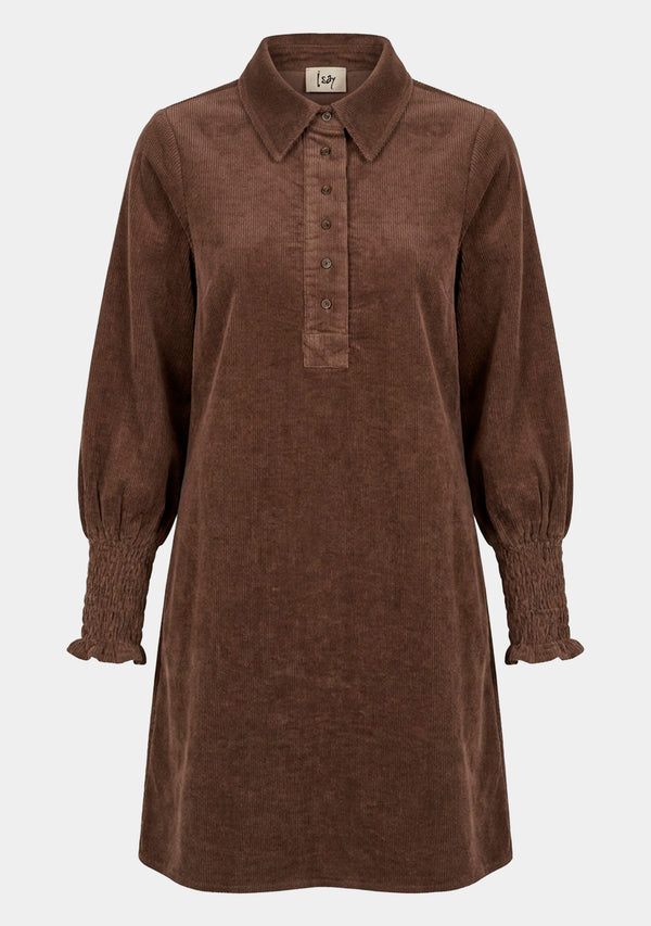 I SAY Barbel Corduroy Dress Dresses N19 Washed Taupe