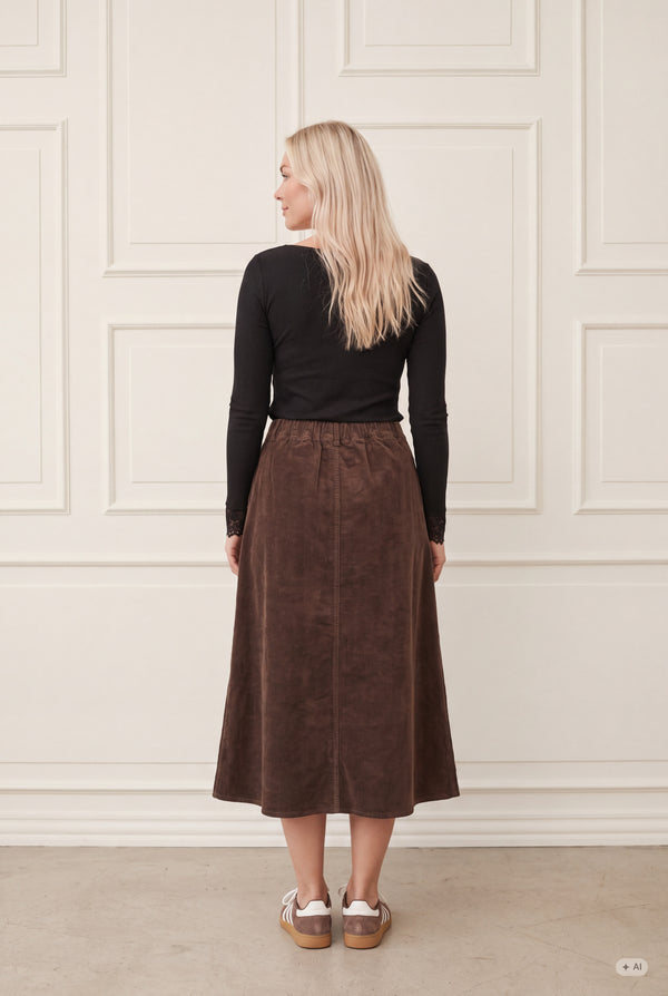I SAY Barbel Corduroy Skirt Skirts N19 Washed Taupe