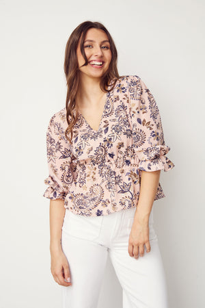 I SAY Bitten Waistband Blouse Blouses M94 Rose Floral