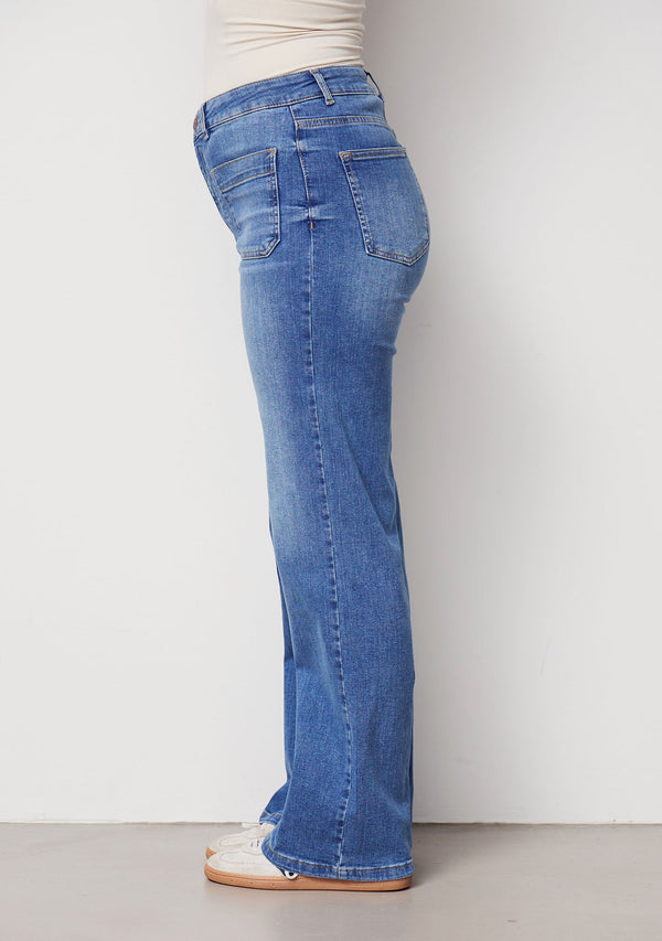 I SAY Bologna Wide Jeans Pants 606 Mid Denim