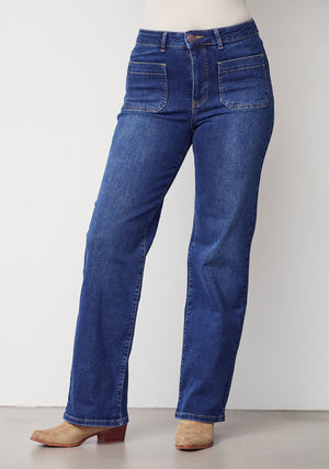 I SAY Bologna Wide Jeans Pants 662 Dark denim