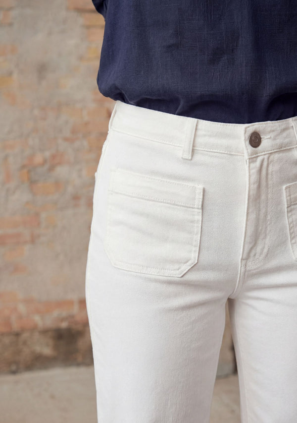 I SAY Bologna wide Twill Pant Pants 100 White