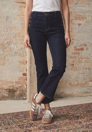 I SAY Como Button Jeans Pants K97 Unwashed Denim