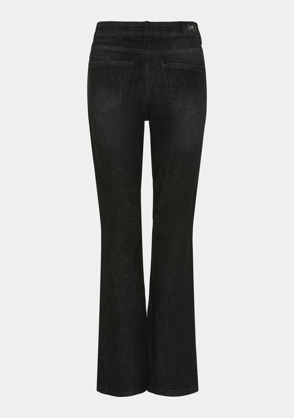 I SAY Como Flare Button Jeans Pants 927 Washed Black