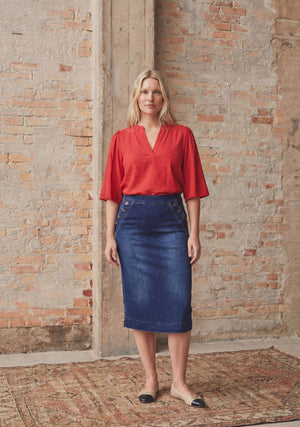 I SAY Como Highwaist Skirt Skirts 662 Dark denim