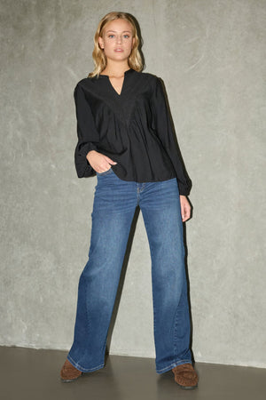 I SAY Como Long Wide Jeans Pants 662 Dark denim