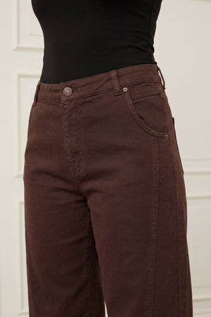 I SAY Como Slit Twill Pant Pants 356 Dark brown