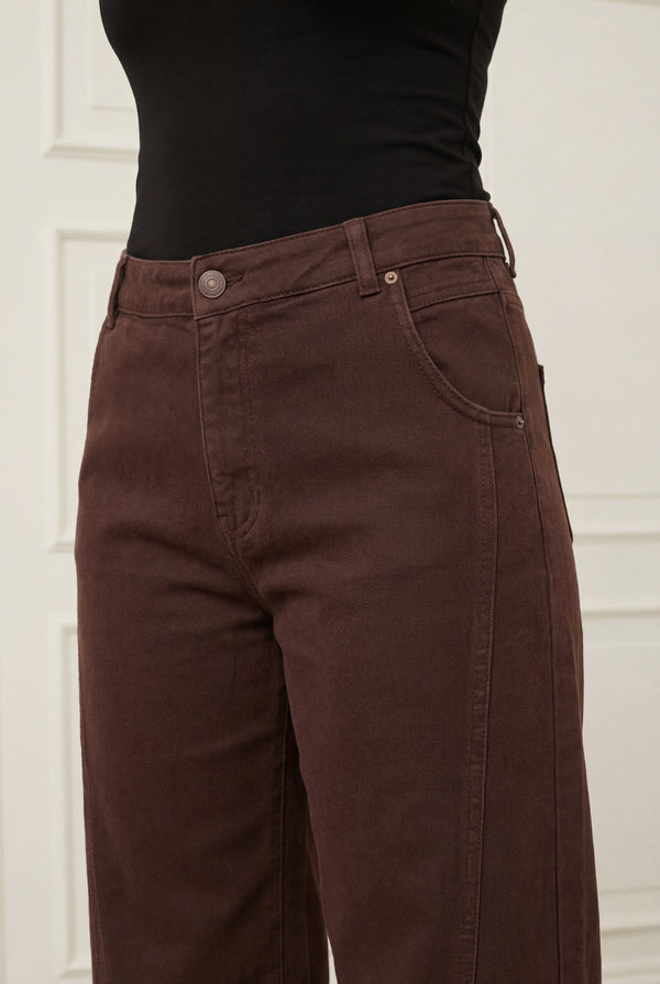 I SAY Como Slit Twill Pant Pants 356 Dark brown