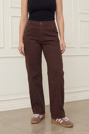 I SAY Como Slit Twill Pant Pants 356 Dark brown