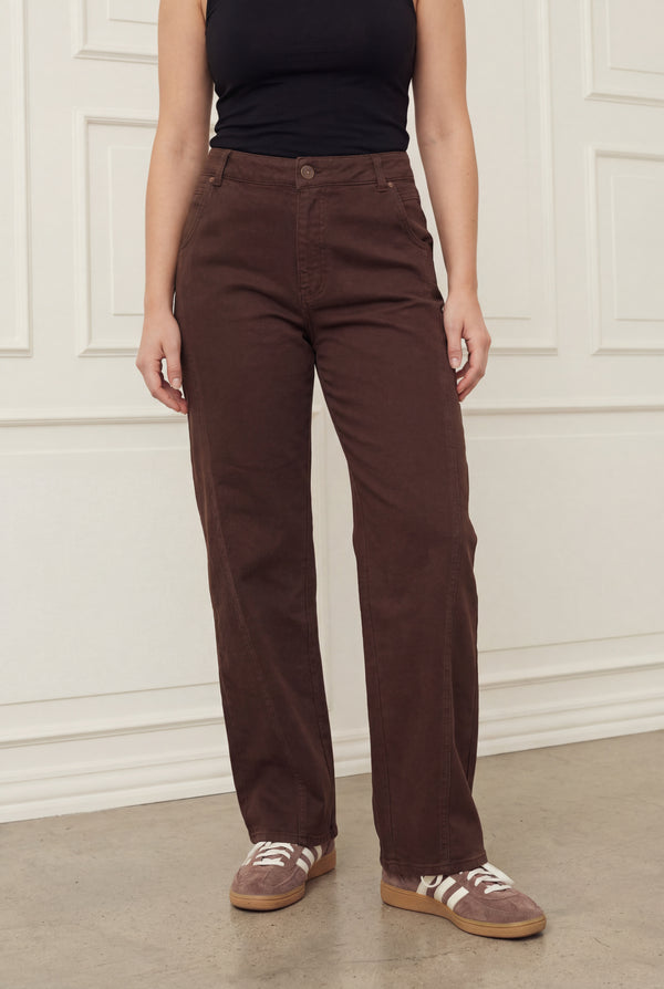 I SAY Como Slit Twill Pant Pants 356 Dark brown