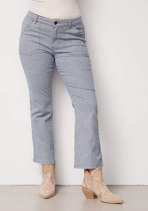 I SAY Como Stripe Flare Pant Pants M57 Blue Pinstripe