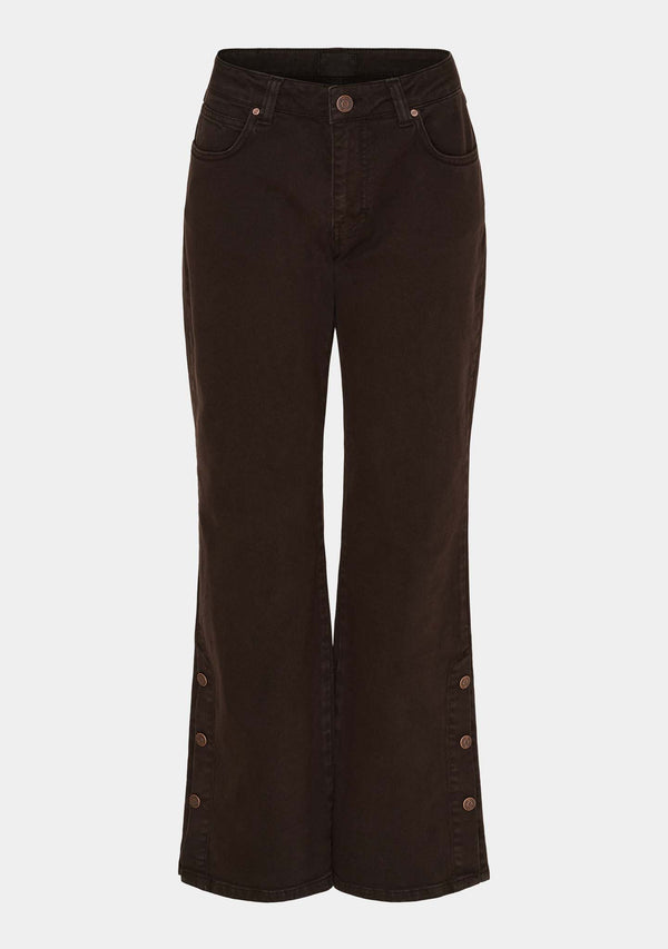 I SAY Como Twill Button Pant Pants 356 Dark brown