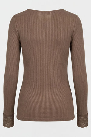 I SAY Dee Lace Blouse Basics 368 Taupe