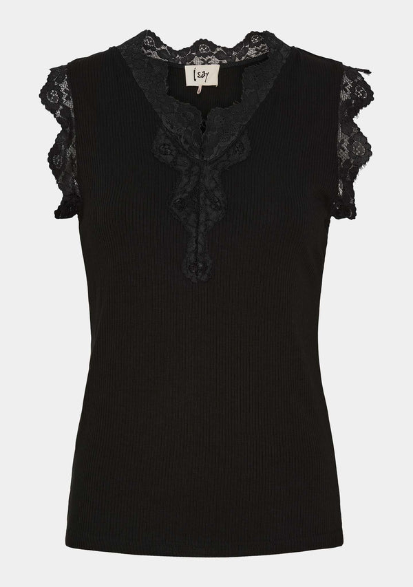 I SAY Dee Lace Top Tops 900 Black