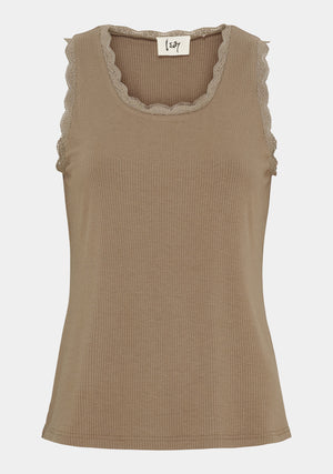 I SAY Dee O-Neck Top Tops 368 Taupe