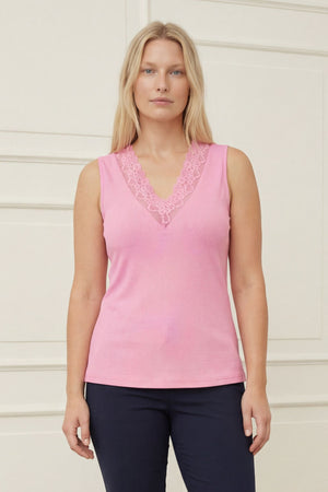 I SAY Dee V-Neck Top Basics 515 Hot pink