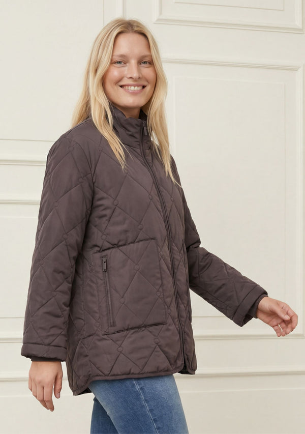 I SAY Diddi Quilted Jacket Outerwear 356 Dark brown
