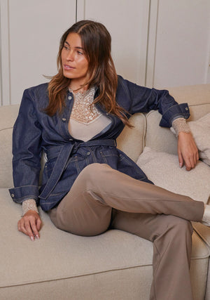 I SAY Diva Belt Blazer Jackets 662 Dark denim