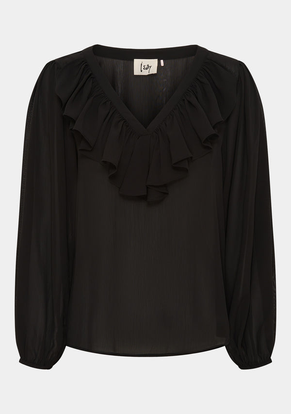 I SAY Ellen Flounce Blouse Blouses 900 Black