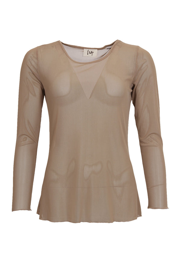 I SAY Fifi Mesh l/s O-Neck Tops 144 Cuban Sand