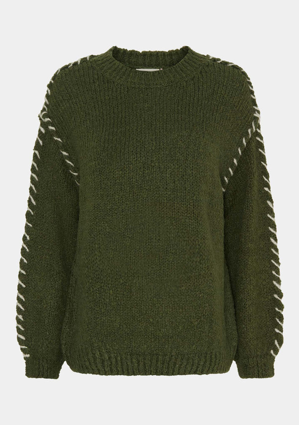 I SAY Franca Knit Pullover Knitwear 918 Army