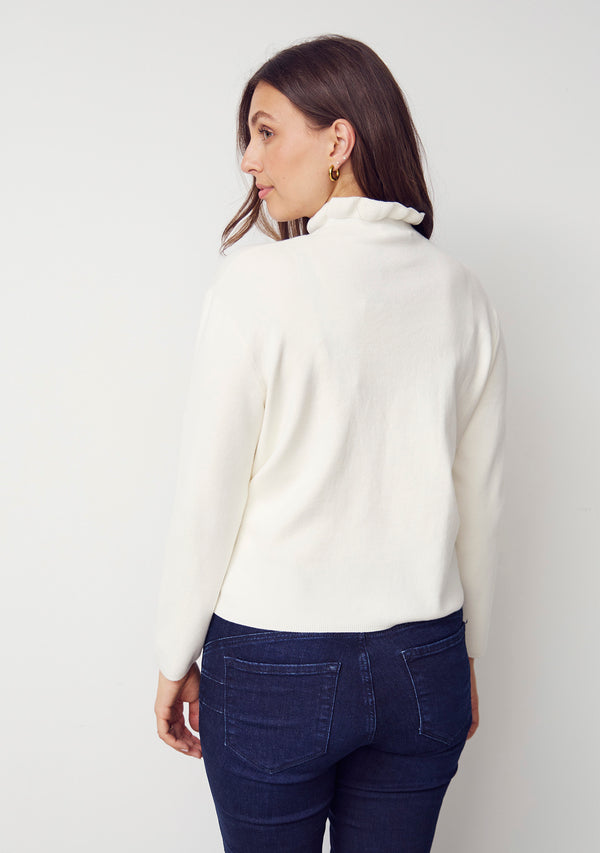 I SAY Frigga Flounce Knit Knitwear 101 Broken White