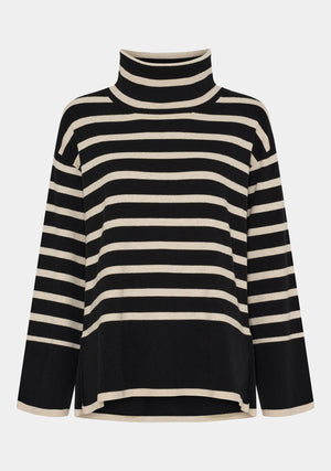 I SAY Frigga Rollneck Pullover Knitwear M41 Black w/Cream