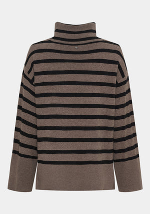I SAY Frigga Rollneck Pullover Knitwear N03 Potato w/black Stripe
