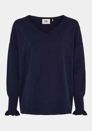 I SAY Frigga Smock Pullover Knitwear 640 Navy