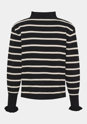 I SAY Frigga Stripe Pullover Knitwear M41 Black w/Cream
